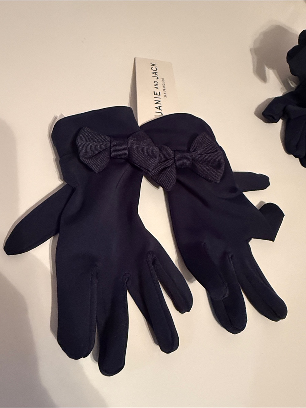 Janie and Jack Navy Bow Accent kids Gloves